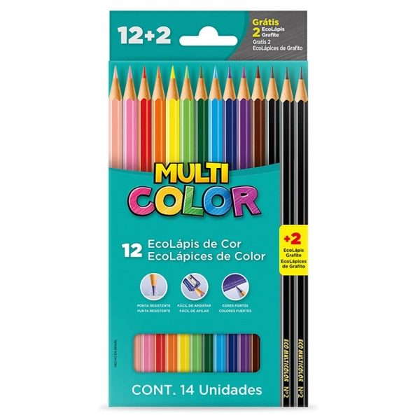 LÁPIS DE COR MULTI COLOR 12 CORES