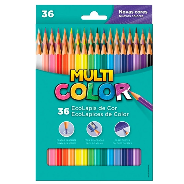 LÁPIS DE COR MULTICOLOR 36 CORES