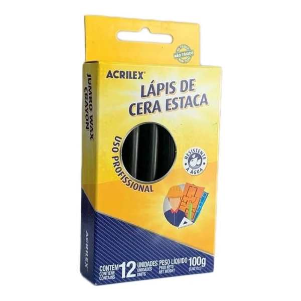 LÁPIS DE CERA ESTACA - PRETO