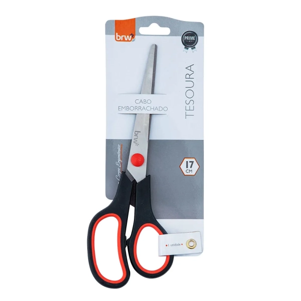 TESOURA AÇO INOX 17CM CABO EMBORRACHADO