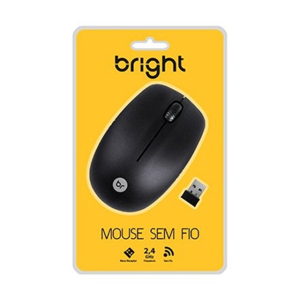 MOUSE SEM FIO PRETO BRIGHT