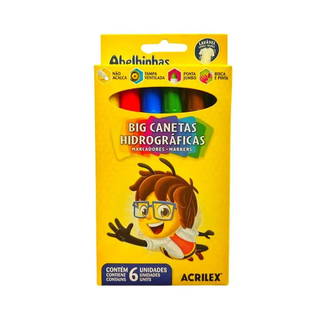 CANETA HIDRGRAFICA C/6 ABELHINHA - ACRILEX