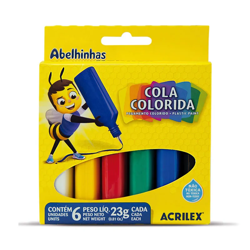 COLA COLORIDA 23G 6 CORES - ACRILEX