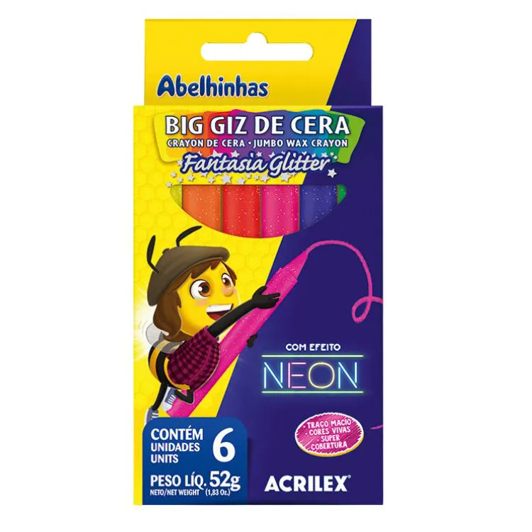 GIZ DE CERA BIG NEON COM 6 - ACRILEX