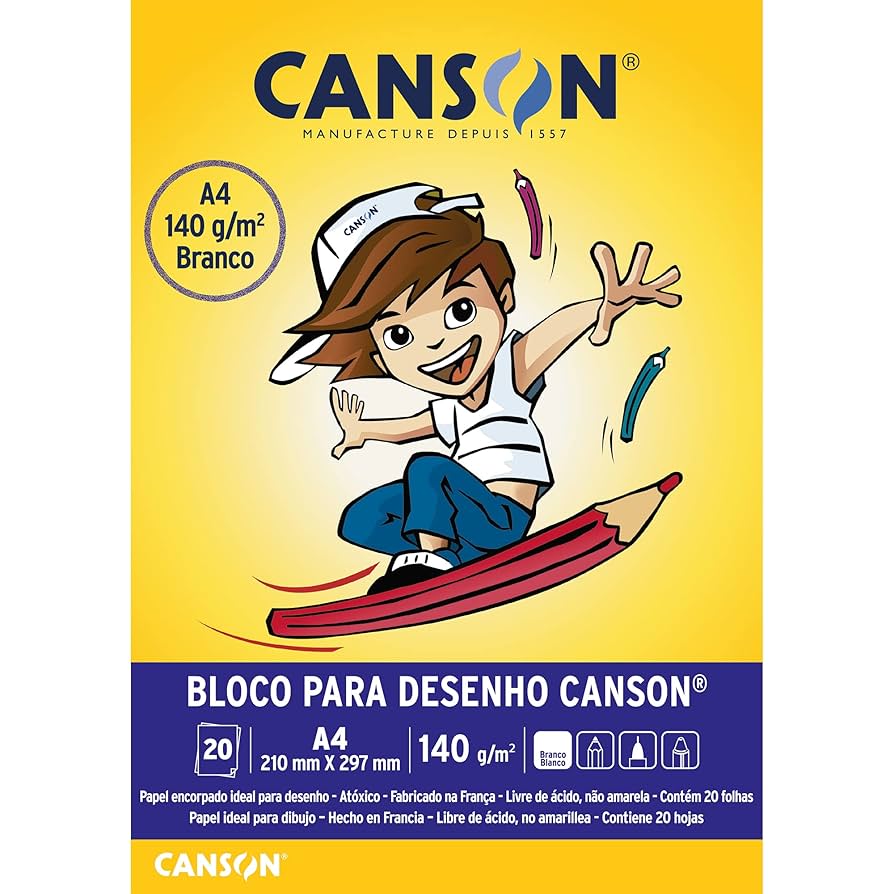 BLOCO DESENHO A4 140G BRANCO - CANSON