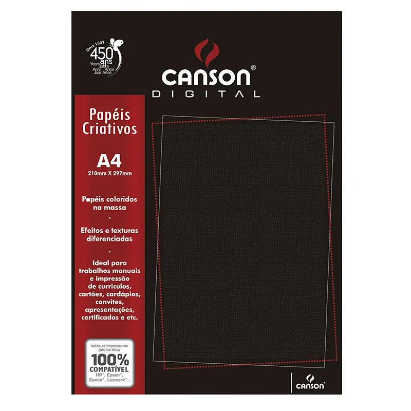PAPEL PRETO TELADO BRANCO 15FLS - CANSON