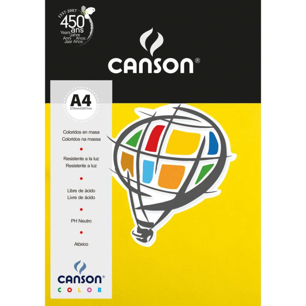 PAPEL COLOR A4 AMARELO 180G - CANSON