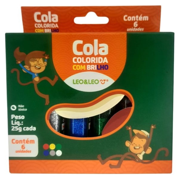 COLA COLORIDA COM BRILHO 6 CORES