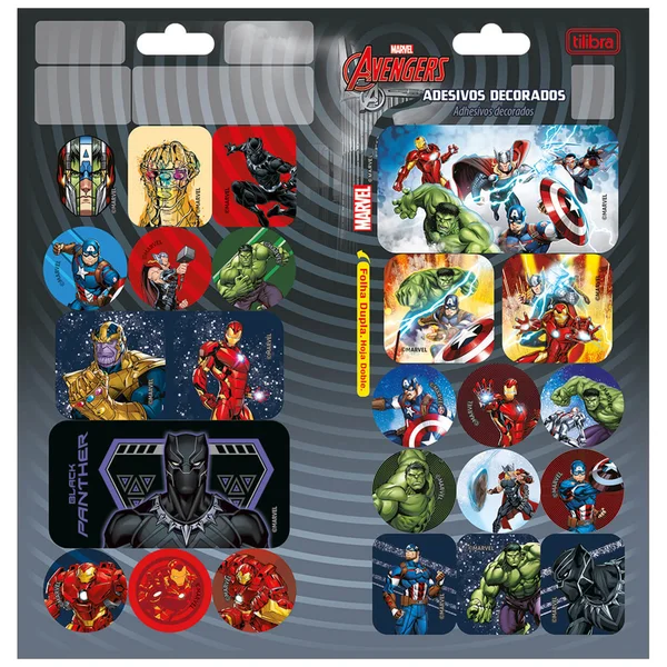 CARTELA DE ADESIVO DECORADO DUPLO AVENGERS ASB - TILIBRA