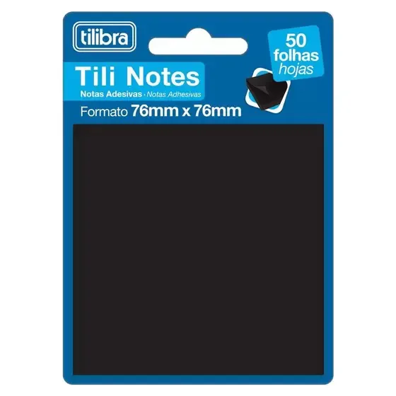 BLOCO ADESIVO DE ANOTAÇÕES TILI NOTES PRETO 76x76mm – TILIBRA | REF: 28047
