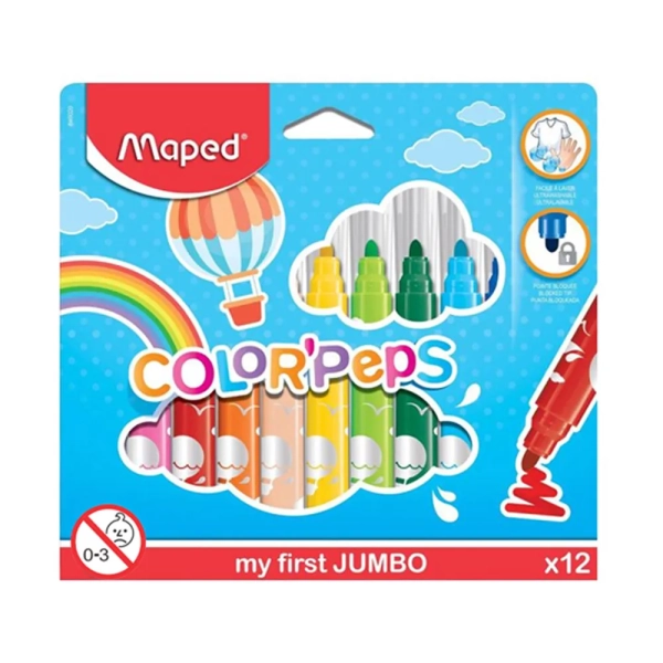 CANETA HIDROCOR 12 CORES JUMBO COLORPEPS