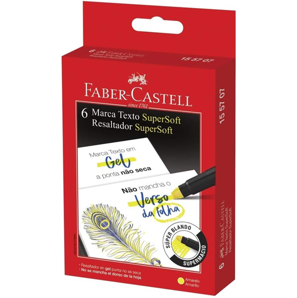 MARCA TEXTO GEL AMARELO CX C/6 - FABER CASTELL