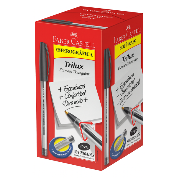 CANETA TRILUX 032 PRETA CX C/50 - FABER CASTELL