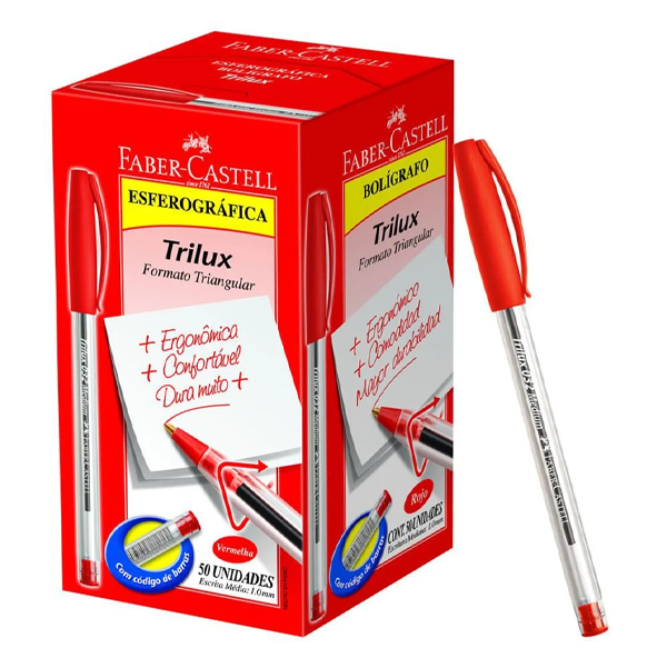 CANETA TRILUX 032 VERMELHA CX C/50 - FABER CASTELL