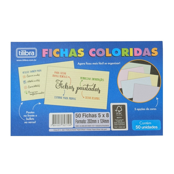FICHA PAUTADA 5X8 N°3 COLORS 50F - TILIBRA