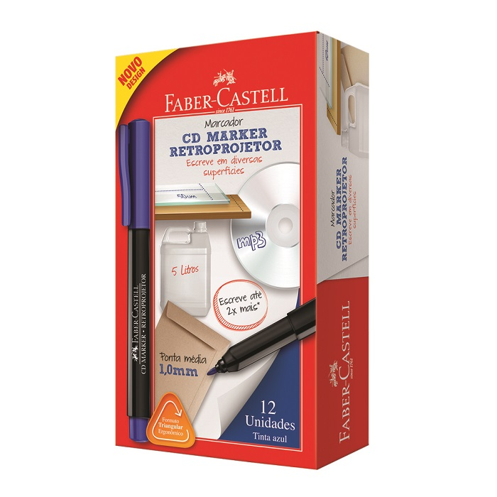 CANETA CD MARKER RETROPROJETOR AZ C/12 - FABER CASTELL