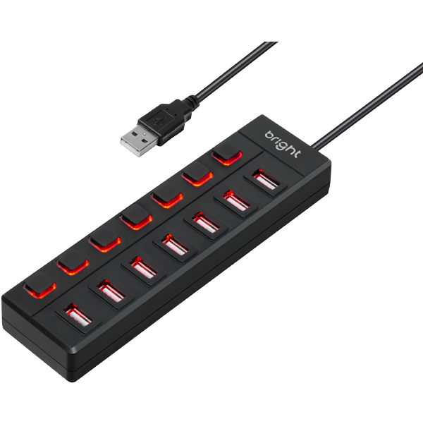 HUB USB 7 PORTAS 2.0 C/CHAVE ON/OFF - BRIGHT