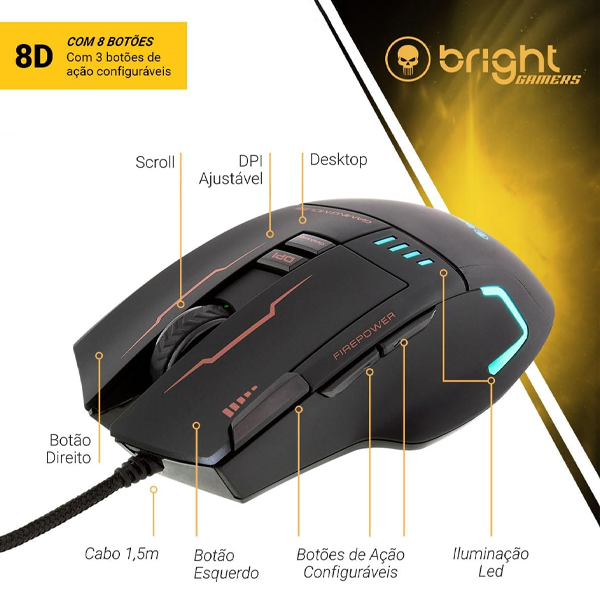 MOUSE GAMER 8D - BRIGHT - Imagem 2
