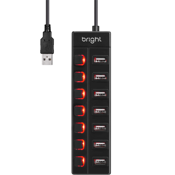 HUB USB 7 PORTAS 2.0 C/CHAVE ON/OFF - BRIGHT - Imagem 2