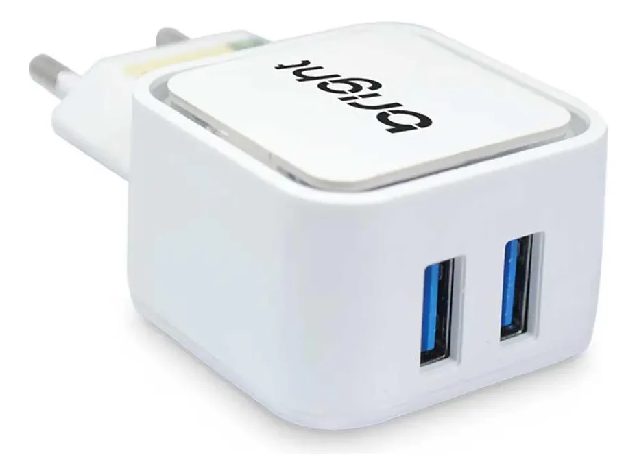 CARREGADOR PAREDE 2 USB 3.4A 17W - BRIGHT - Imagem 2